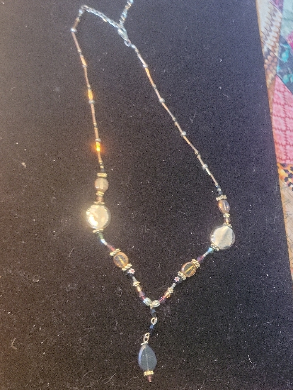 Handcrafted Iridescent Glass Bead Necklace in Multicolor